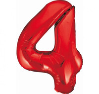 Fóliový balón s číslicou 4 červený, 85 cm