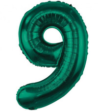 Fóliový balón s číslicou 9 zelený, 85 cm