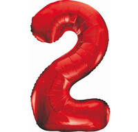 Fóliový balón s číslicou 2 červený, 85 cm