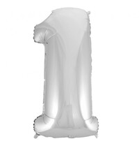 Fóliový balón číslo 1 strieborný, 92 cm