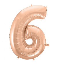 Fóliový balón s číslicou 6 rose gold, 92 cm