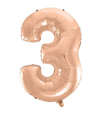 Fóliový balón s číslicou 3 rose gold, 92 cm