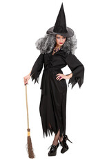 Dámsky kostým čarodejnice (šaty, opasok, klobúk)