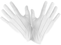 Biele rukavice po zápästí (šašo, mikuláš) - Biele rukavice po zápästie (II. Akosť)