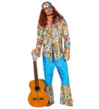 Pánsky kostým hippies (nohavice, košeľa, čelenka)