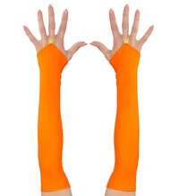 Dámske neónové dlhé oranžové rukavice bez prstov 43 cm