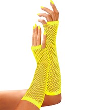Dámske žlté sieťované rukavice bez prstov 33 cm