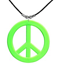 Zelený neónový hippie náhrdelník mieru
