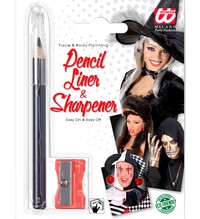 Čierna ceruzka na linky so strúhadlom