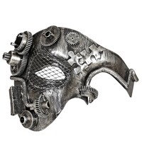 Steampunková polomaska, strieborná