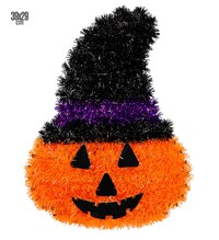 Trblietavá halloweenska tekvica s klobúkom 39 × 29 cm