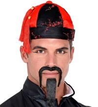 Čínsky klobúk v červeno-čiernej farbe