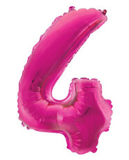 Fóliový balón číslica 4, ružový, 35 cm
