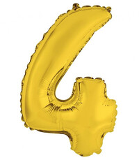 Fóliový balón s číslicou 4 zlatý, 35 cm