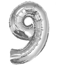 Fóliový balón číslo 9 strieborný, 35 cm