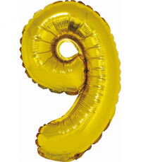 Fóliový balón číslo 9 zlatý, 35 cm