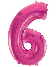 Fóliový balón číslica 6, ružový, 35 cm