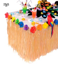 Tropický obrus so strapcami a kvetmi ibišteka 275x75 cm