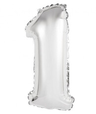 Fóliový balón číslo 1 strieborný, 35 cm