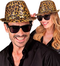 Flitrový klobúk s leopardím vzorom