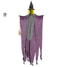 Dekorácia čarodejnice s metlou, 138 cm