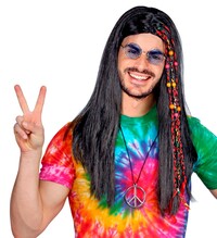 Pánska hippie parochňa s vrkočmi, čierna