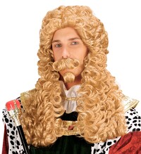 Pánska kráľovská parochňa s fúzmi a bradou, blond