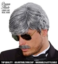 Pánska sivá parochňa s fúzmi