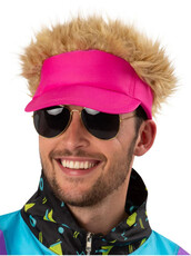 Retro ružový šilt s vlasmi