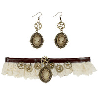Steampunková súprava (náušnice a choker)