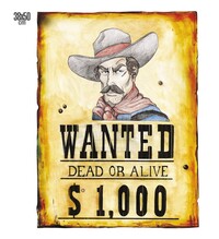 Plagát Divokého západu WANTED, 38 x 50 cm