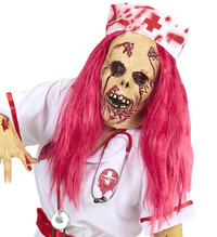 Maska zombie zdravotnej sestry s parochňou a klobúkom