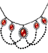 Čierny korálkový choker s červenými kameňmi