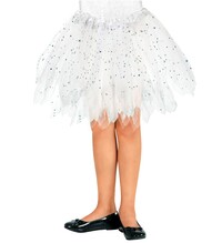 Dievčenská biela tutu sukňa s trblietkami, 30 cm