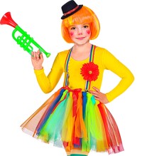 Dievčenský kostým klauna (tutu sukňa, kvetinový náramok, klobúk)