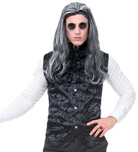 Pánska saténová vesta Saténová "GOTHIC VEST WITH JABOT & GEM"