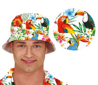 Pánsky biely klobúk s tropickým motívom