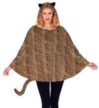 Leopardie pončo s kapucňou