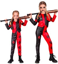 Dievčenský kostým Harley Quinn, čierno-červený