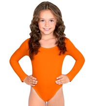 Oranžové dievčenské body s dlhým rukávom