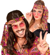 Hippie čelenka 60. rokov, farebná mandala