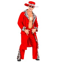 Pánsky kostým kráľa diskoték/pasáka, červený