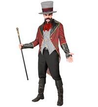 Zlovestný ringmaster (plášť s vestou, golierom s lebkou, rukavicami a klobúkom)