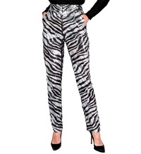 Dámske nohavice s flitrami, vzor zebra