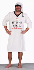 Buď super manžel - Zábavná pánska nočná košeľa biela