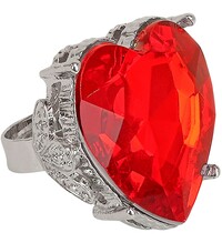 Prsteň s červeným kameňom v tvare srdca