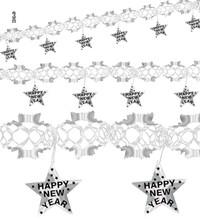 Holografická strieborná girlanda „Šťastný nový rok“ 3 m