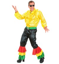 Pánske saténové nohavice s volánmi a opaskom