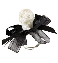 Prsteň - lebka a mašľa