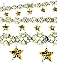 Zlatá holografická girlanda „Šťastný nový rok“ 3 m